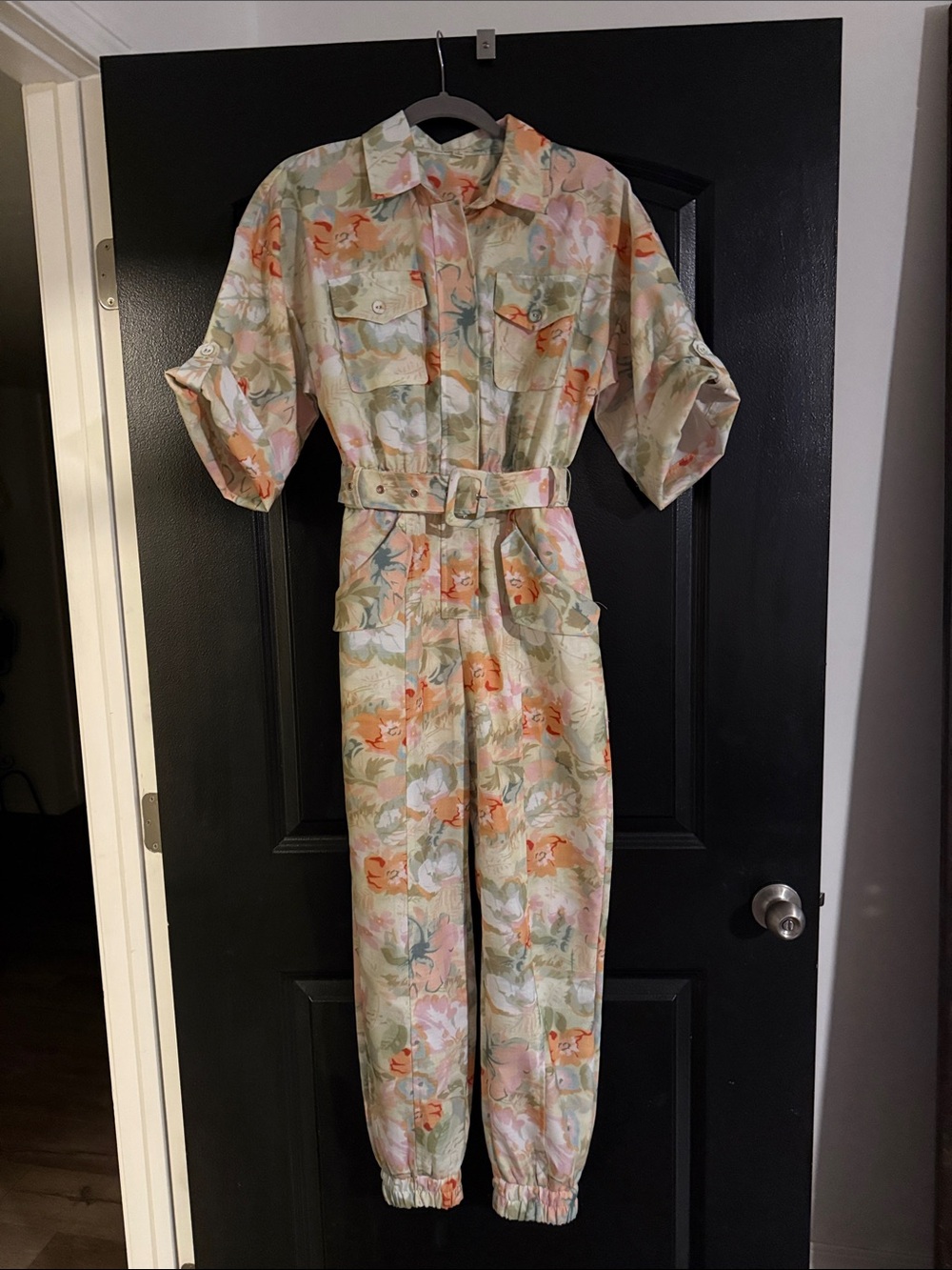 Lena Pastel Floral Utility Jumpsuit